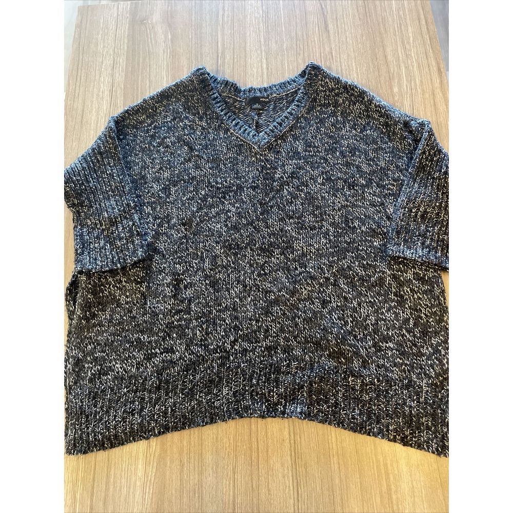 Aqua Women's Sweater Top Tunic Knit 3/4 Sleeve Dark Blue‎ V Neck Size Medium